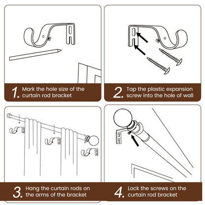 2 Pack Curtain rod for Windows 48 to 84 Inch, 5/8 Inch Small Matte Black Outdoor adjustable Curtain Rods with brackets for Bedroom, Bathroom, Living room, Kitchen, Patio, cafe 🍁 All In One Marketplace Canada