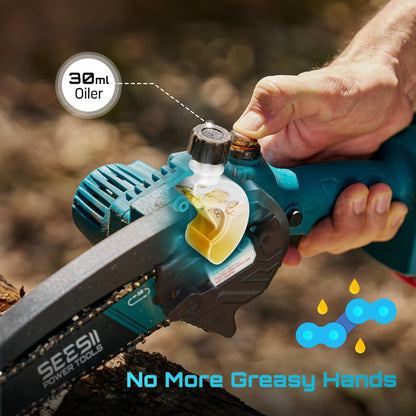 SEESII Mini Chainsaw 6 Inch: Electric Chainsaw with 2PCS 4000mAh Batteries & Oiler - 900W Motor for Quick Work - Saw for Branch Cutting - Gifts for Father Day Men Women Dad Mom Gardener (M6 Pro) 🍁 All In One Marketplace Canada