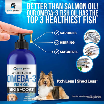 Omega 3 Fish Oil for Dogs – Liquid Dog Fish Oil Supplement – Supports Skin & Coat Health – Joint, Brain & Heart Support – for All Breeds & Ages 🍁 All In One Marketplace Canada