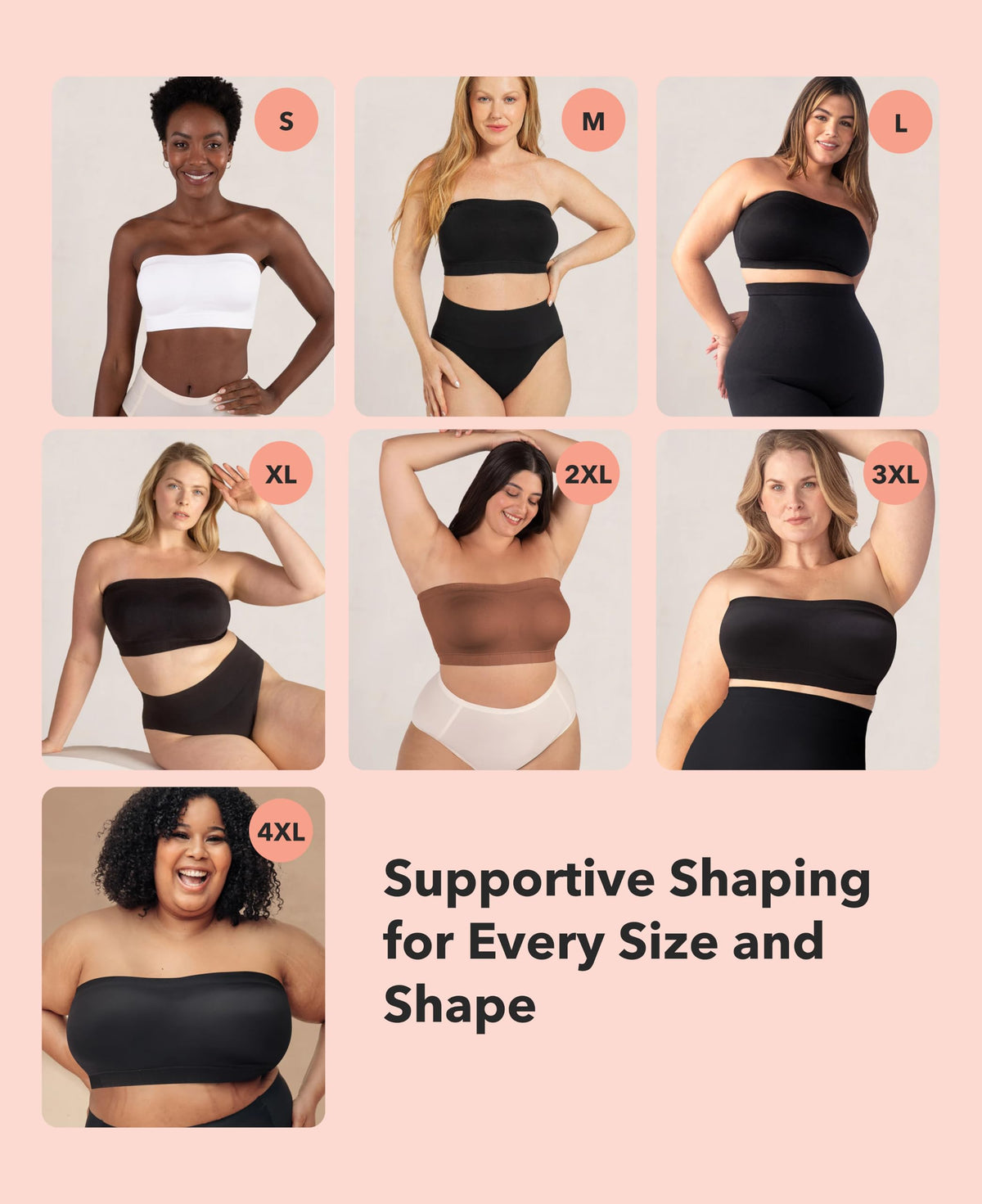 SHAPERMINT Convertible Strapless Bras for Women - Compression Wireless Bandeau Bra Top Black 🍁 All In One Marketplace Canada