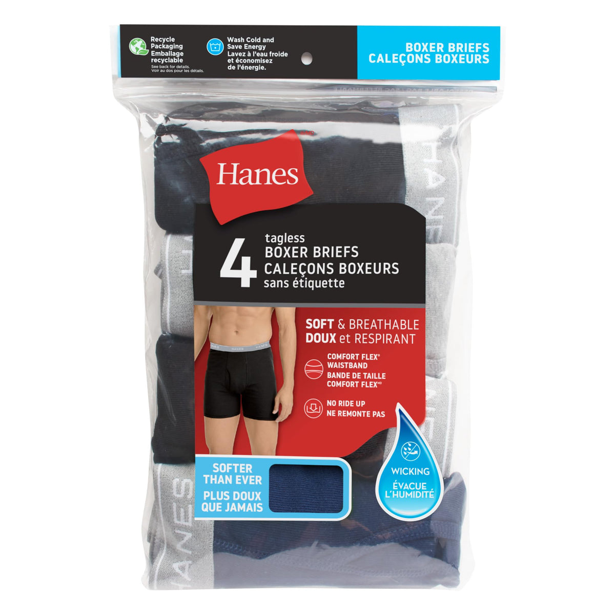 Hanes mens 4 Pack boxer briefs, Black/Grey, X-Large US 🍁 All In One Marketplace Canada