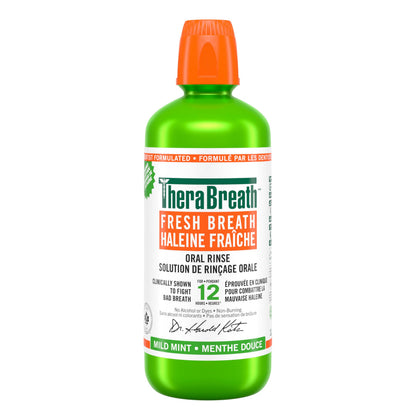 TheraBreath Fresh Breath Oral Rinse, Value Size, Clinically Shown to Fight Bad Breath for 12 Hours, Alcohol & Dye Free Mouthwash, Certified Vegan, Halal, Kosher, Gluten-Free - Mild Mint, 1L 🍁 All In One Marketplace Canada