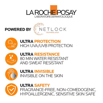 La Roche Posay Anthelios Ultra Fluid Face & Body Sunscreen SPF 50+, High UVA UVB Protection, Invisible Matte Finish, Water & Sweat Resistant, Fragrance Free, Recommended by Dermatologists 🍁 All In One Marketplace Canada