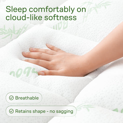 Bamboo Mattress Topper Double/Full Size - Thick Cooling Breathable Pillow Top Mattress Pad for Back Pain Relief - Deep Pocket Topper Fits 8-20 Inches (54x75 Inches, White) 🍁 All In One Marketplace Canada