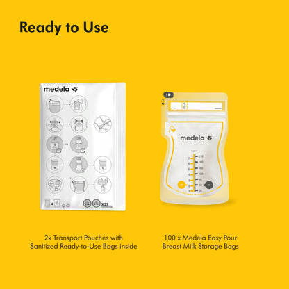 Medela Easy Pour Disposable Breast Milk Storage Bags, 7 oz/210 ml Capacity, Leakproof Design with Milk Protection, Made Without BPA, Pack of 100 🍁 All In One Marketplace Canada