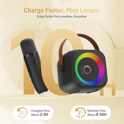 Mini Karaoke Machine, Portable Bluetooth Karaoke Speaker with 2 Wireless Microphones and Party Lights for Kids and Adults, Birthday Gifts for Girls Boys Family Home Party 🍁 All In One Marketplace Canada