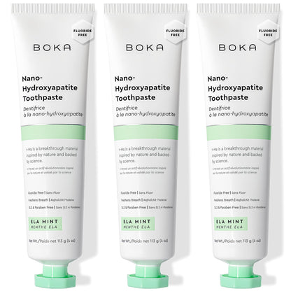 Boka Fluoride Free Toothpaste, Nano Hydroxyapatite Toothpaste, Appropriate for Sensitive Teeth - for Adult Oral Care - Ela Mint Flavor, 4 Fl Oz (113g) 3Pk 🍁 All In One Marketplace Canada
