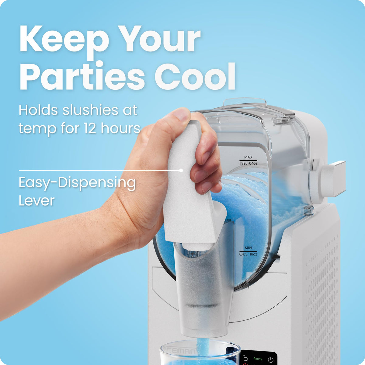 Iceman by Chefman Slush-Ease MAX 90oz Slushie Machine, 64oz Liquid Capacity Frozen Drink Maker & Slushy Machine with 5 Presets and LED Display, Perfect for Frozen Margaritas, Frappes, Smoothies 🍁 All In One Marketplace Canada