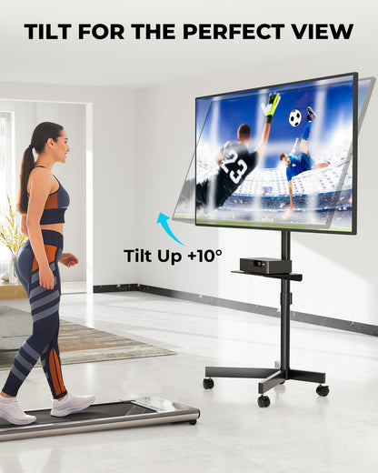 BONTEC Mobile TV Stand with Tilt Function, Rolling TV Cart for 23-60" LED, LCD, OLED TVs, Holds up to 88lbs, Max VESA 400x400mm, Adjustable Media Shelf, TV Stand for Living Room, Bedroom, Office 🍁 All In One Marketplace Canada