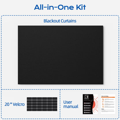 Blackout Curtains for Bedroom, 70" x 58" Portable Blackout Blinds with 20 Sets Hook & Loop Strips for 100% Black-out Window Film, Temporary Black Out Shades for Windows Cover Nursery Travel RV- Blacks 🍁 All In One Marketplace Canada