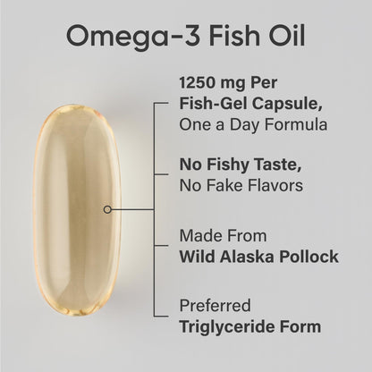Sports Research® Triple Strength Omega 3 Fish Oil - Burpless Fish Oil Supplement w/EPA & DHA Fatty Acids from Wild Alaskan Pollock - Heart, Brain & Immune Support for Men & Women - 1250 mg, 30 count 🍁 All In One Marketplace Canada