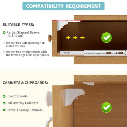 4our Kiddies 12 Pack Child Safety Magnetic Cabinet Locks with 2 Keys, No Drill Baby Proofing Drawer Locks for Baby Safety, Invisible Adhesive Magnetic Cupboard Locks for Kitchen Cabinet and Drawers 🍁 All In One Marketplace Canada
