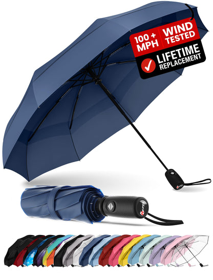 Repel Windproof Travel Umbrella - Compact & Withstands Winds up to 100MPH, Strongest Premium Auto Folding Umbrella for Rain and Sun - Durable, Light & Portable for Women & Men, Fits Backpack & Cars 🍁 All In One Marketplace Canada