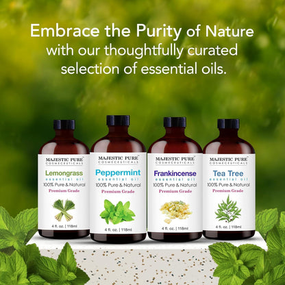 Majestic Pure Peppermint Essential Oil - Huge 118 ml - 100% Pure and Natural Oil for Soap Making Scent- Premium Grade with Glass Dropper 🍁 All In One Marketplace Canada