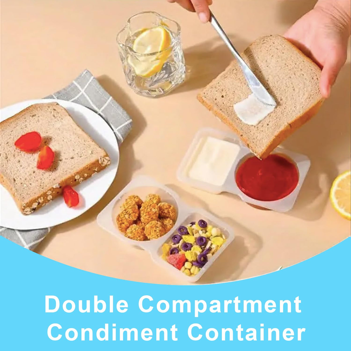 Pure Future 20-Pack Reusable Double Compartment Snack Containers with Lids - BPA-Free PP Meal Prep Bento Boxes for Lunch, Fruit & Dips, Microwave/Dishwasher Safe 🍁 All In One Marketplace Canada