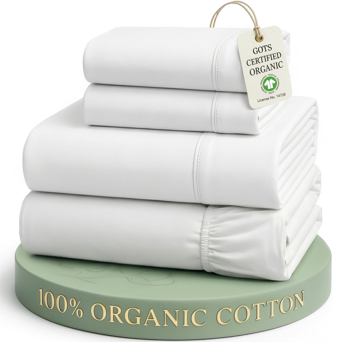 Lane Linen 100% Organic Cotton Queen Sheet Set, 4-Piece Percale Bed Sheets for Queen Bed - Soft, Breathable, Hypoallergenic, Deep Pocket Fits Mattress Up to 15" Deep, Hotel Quality Sheets - White 🍁 All In One Marketplace Canada