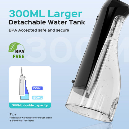 COSLUS Water Teeth Flosser C20 (F5020E): 300ML Cordless Electric Water Tooth Flossing Rechargeable IPX7 Waterproof Portable Travel Flossers Set for Teeth 🍁 All In One Marketplace Canada
