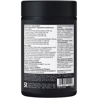 Sports Research® Triple Strength Omega 3 Fish Oil - Burpless Fish Oil Supplement w/EPA & DHA Fatty Acids from Wild Alaskan Pollock - Heart, Brain & Immune Support for Men & Women - 1250 mg, 30 count 🍁 All In One Marketplace Canada