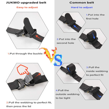JUKMO Tactical Belt, Military Hiking Rigger 1.5 inches Nylon Web Work Belt with Heavy Duty Quick Release Buckle (Black, Medium) 🍁 All In One Marketplace Canada