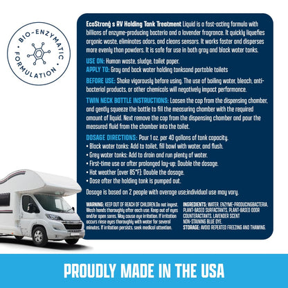 Eco Strong RV Toilet Treatment | RV Black Tank Treatment | RV Holding Tank Digestor, Odor Eliminator, and Cleaner | Perfect for Campers, RVs, Boats, 17 Treatments, Lavender 🍁 All In One Marketplace Canada