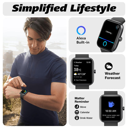 Smart Watch for Men Women with Bluetooth Call, Alexa Built-in, Heart Rate & Sleep Monitor, 1.83" DIY Dial Fitness Watch with 100+ Sport Modes, IP68 Waterproof, Compatible with Android iOS 🍁 All In One Marketplace Canada