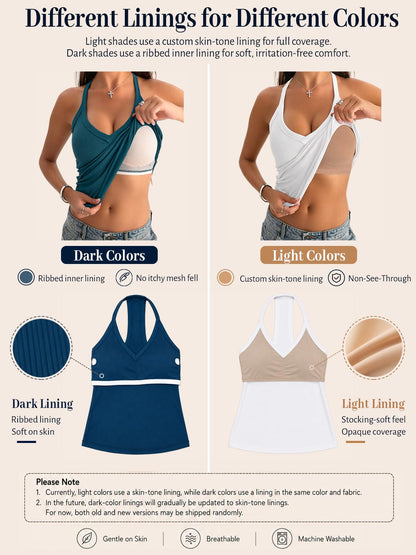 Danysu V Neck Cotton Tank Tops with Built-in Shelf Bra Sleeveless Racerback Fitted Basic Cami Shirts Black S 🍁 All In One Marketplace Canada