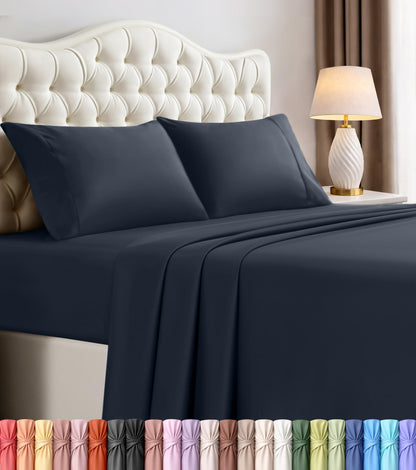 Utopia Bedding Queen Bed Sheet Set - 4 Piece Bedding - Soft Brushed Microfiber Fabric - Shrinkage & Fade Resistant - Easy Care (Navy) 🍁 All In One Marketplace Canada