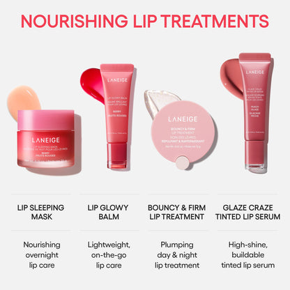 Laneige Berry Sweet Lip Trio Set | Lip Sleeping Mask Strawberry Shortcake & Mini Lip Glowy Balms in Berry & Vanilla