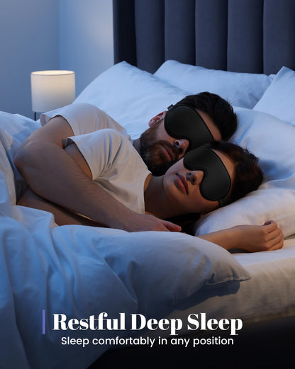 WAOAW Sleep Mask Travel Essentials - 3D Blackout Eye Mask for Sleeping - Soft Breathable Adjustable Light Blocking Eye Covers for Men and Women - Comfortable Night Mask for Travel Flight (Black) 🍁 All In One Marketplace Canada