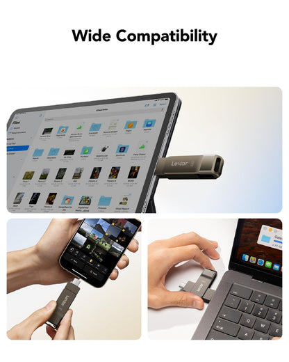 Lexar D40E 64GB Dual USB 3.2 Gen 1 Type-C Jump Drive, USB-C Flash Metal Housing Swivel Design Thumb Drive (Titanium Grey) 🍁 All In One Marketplace Canada