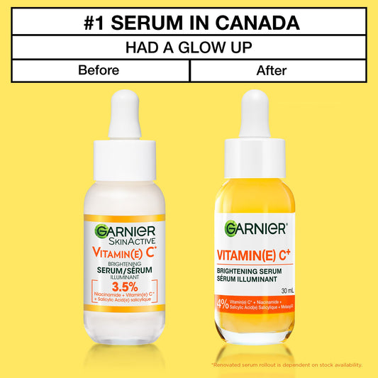 Garnier Vitamin C Serum for Face, With 4% Niacinamide, Salicylic Acid & Melasyl, Brightening, Anti-Dark Spot Serum, For All Skin Types, Even Sensitive, For Dull, Tired Skin, 30mL 🍁 All In One Marketplace Canada
