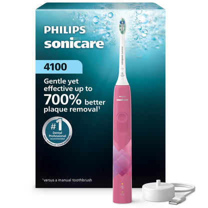 Philips Sonicare 4100 Electric Toothbrush, Sonic Toothbrush with Two Intensity Levels, Pressure Sensor and Timer, Paradise Pink Prismatic, Model HX3689/21 🍁 All In One Marketplace Canada