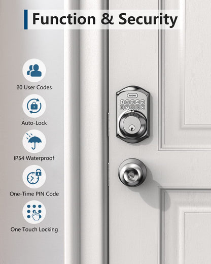 TEEHO TE001 Keyless Entry Door Lock with Keypad - Smart Deadbolt Lock for Front Door with 2 Keys - Auto Lock - Easy Installation - Satin Nickel 🍁 All In One Marketplace Canada