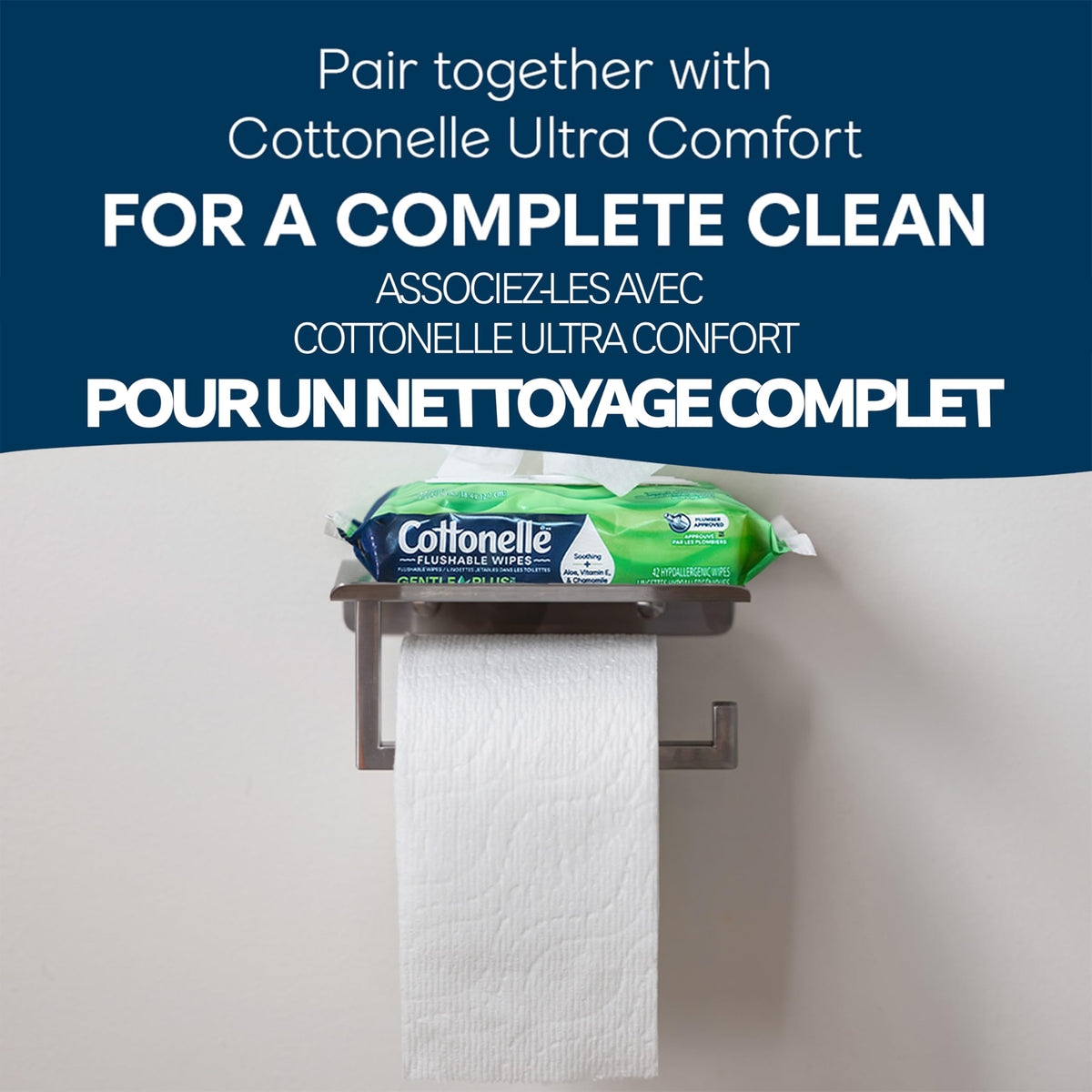 Cottonelle GentlePlus Flushable Wet Wipes with Aloe & Vitamin E, Adult Wet Wipes, 8 Flip-Top Packs, 42 Wipes per Pack (336 Total Flushable Wipes) 🍁 All In One Marketplace Canada