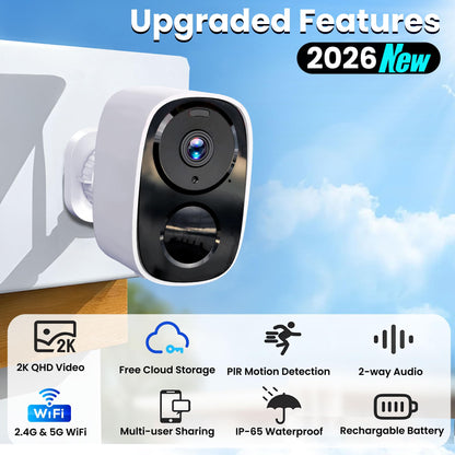 2026 Upgraded 2K Security Cameras Wireless Outdoor, Free Cloud Storage, 1-5 Months Battery Life, AI Motion Detection Spotlight Siren Alarm WiFi Surveillance Outdoor Camera, 2-Way Talk, Waterproof 🍁 All In One Marketplace Canada