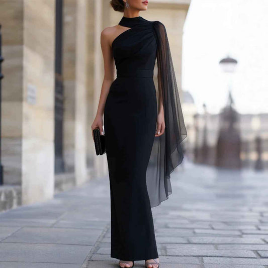 Women's Off-Shoulder Evening Gown – Elegant Black Bodycon Long Dress