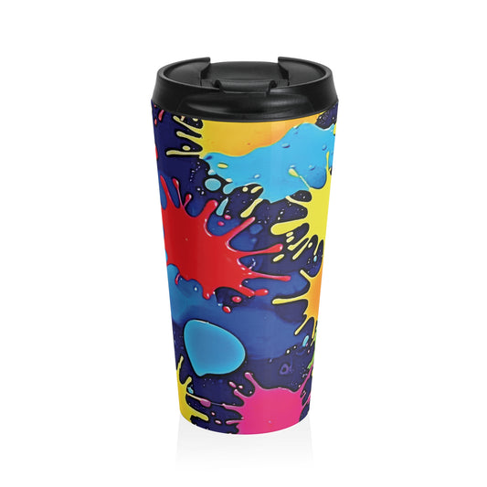 Color Splash Stainless Steel Travel Mug — Vibrant Paint Splat Design - AURABAGS SHOP