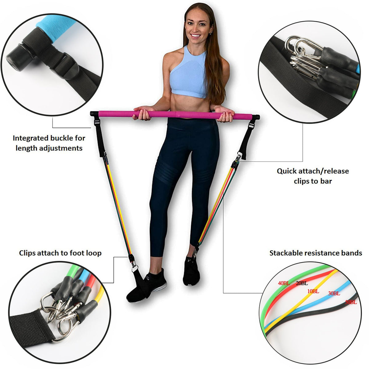 Portable Resistance Bands Set – Fitness, Yoga & Pilates Home Workout Equipment