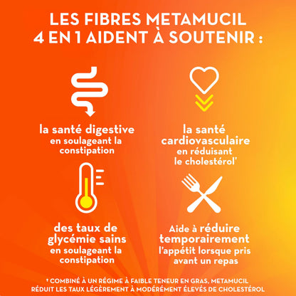 Metamucil, Daily Psyllium Husk Powder Supplement, Sugar-Free, 4-in-1 Fibre for Digestive Health, Orange Smooth Flavored Drink, 72 Servings 🍁 All In One Marketplace Canada
