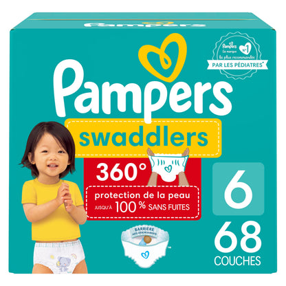 Pampers Diapers - Swaddlers 360 degrees - Size 6, 68 Count, up to 100% Leakproof Comfy Dry Fit, EZ Off Tabs Designed for Easy Changes, Pull On Diaper 🍁 All In One Marketplace Canada
