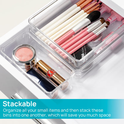 Vtopmart 25 PCS Plastic Clear Drawer Organizer, Acrylic Desk Drawer organizers, Organization and Storage for Makeup, Bathroom, Office, kitchen, Bedroom 🍁 All In One Marketplace Canada