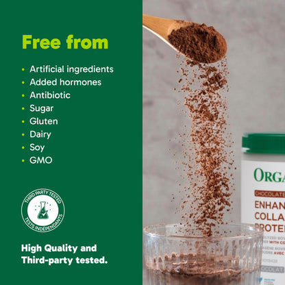 Organika Canadian-Made Chocolate Enhanced Collagen Powder, Grass-Fed with Real Cocoa, Sugar-Free, Healthy Hair, Skin, Nails, Joints, 252 G 🍁 All In One Marketplace Canada