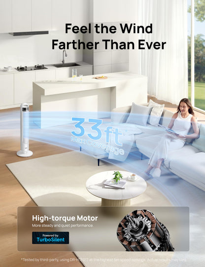 DREO Tower Fan for Bedroom, 90° Oscillating Standing Fans for Room with 4 Speeds, 3 Modes, 28dB Quiet for Sleep, 25ft/s Velocity, 8H Timer, Remote, Living Room, Office, Home, Black, TF117 🍁 All In One Marketplace Canada