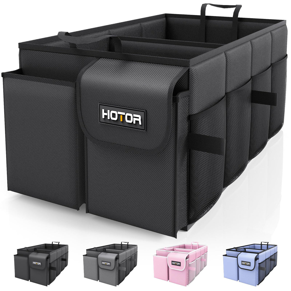 HOTOR Trunk Organizer - Car Organizer, Foldable Trunk organizer for SUVs & Sedans, Car Accessories, Tools, Sundries, 2 Compartments, Black 🍁 All In One Marketplace Canada