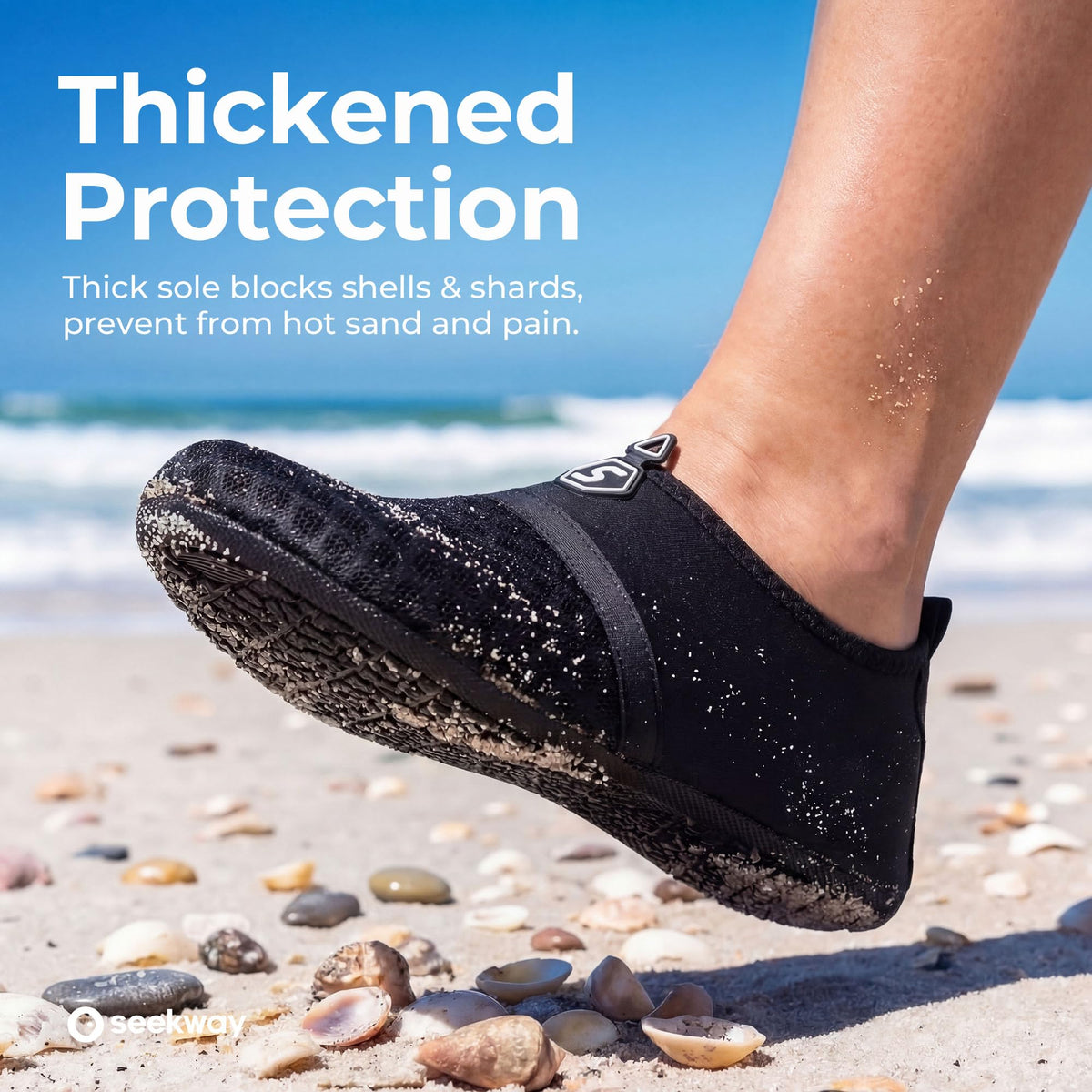 SEEKWAY Water Shoes Women Men Quick-Dry Beach Aqua Socks Barefoot Non Slip Swim Pool Outdoor Surf River Lake Yoga SK001 Black Size 10-11 W/9-10 M 🍁 All In One Marketplace Canada