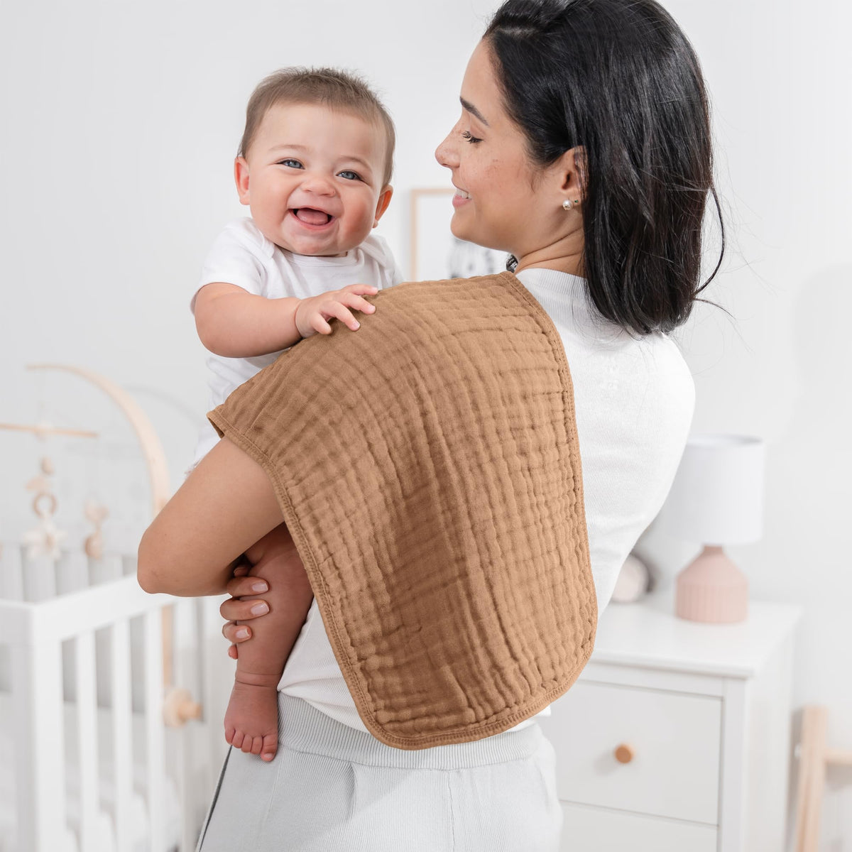 Comfy Cubs Muslin Burp Cloths Baby 50 x 25 cm, Pack of 10 - Large 6-Layer Ultra-Absorbent 100% Cotton for Babies Drool & Messes - Soft & Gentle Burp Cloth Baby Set for Boys & Girls - Multi 🍁 All In One Marketplace Canada
