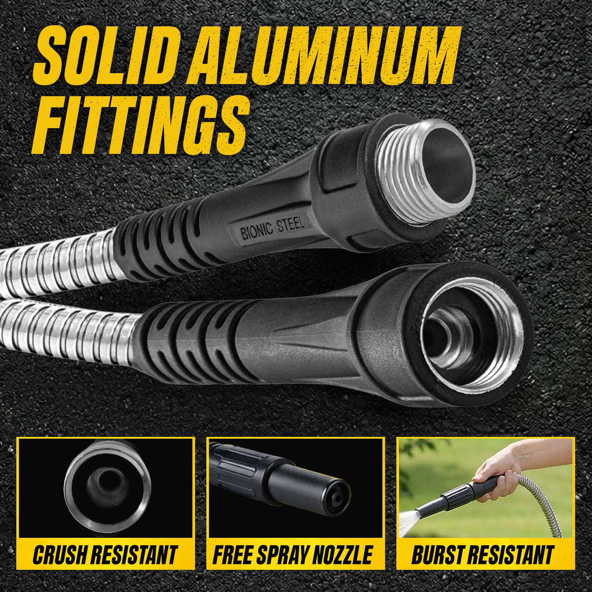 Bionic Steel Metal Garden Hose 50ft, Rust Proof 304 Stainless Steel Water Hose with Aluminum Fittings, Flexible & Heavy Duty Hose, Lightweight, Kink Free & Easy Coil Outdoor Hose - 2026 Model 🍁 All In One Marketplace Canada
