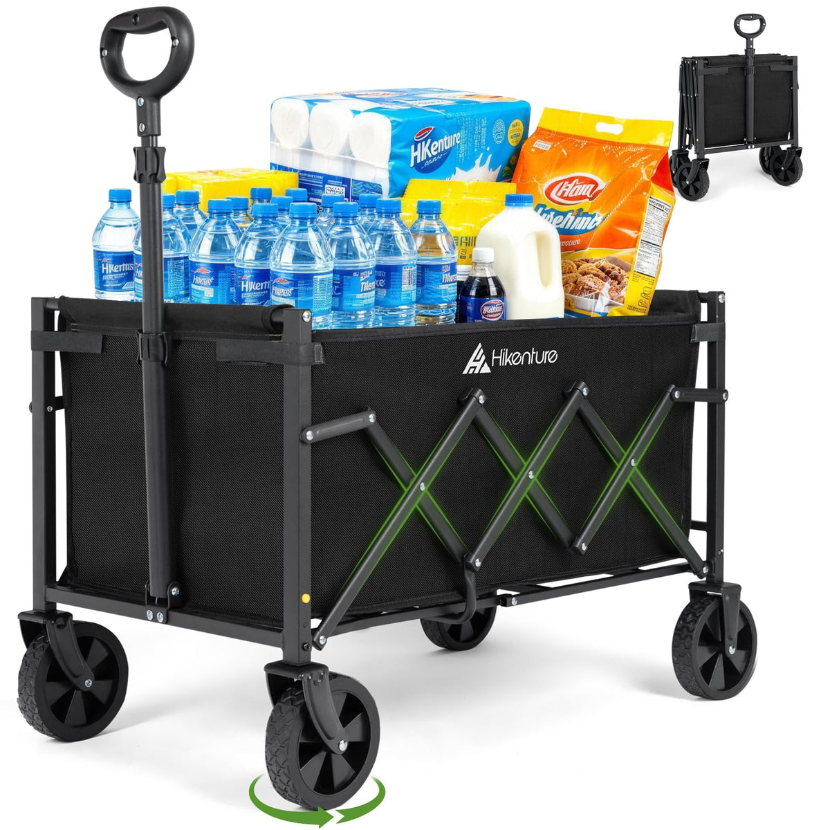 Hikenture Wagon Cart Foldable, Ultra-Compact Small Utility Folding Wagon, Heavy Duty Grocery Cart with All-Terrain Wheels, Portable Collapsible Wagon for Garden, Beach, Shopping, Camping, Sports 🍁 All In One Marketplace Canada