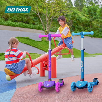 Gotrax KS1 Kids Kick Scooter, LED Lighted Wheels and 3 Adjustable Height Handlebars, Lean-to-Steer & Widen Anti-Slip Deck, 3 Wheel Scooter for Boys & Girls Ages 3+ and up to 100 Lbs (Purple) 🍁 All In One Marketplace Canada
