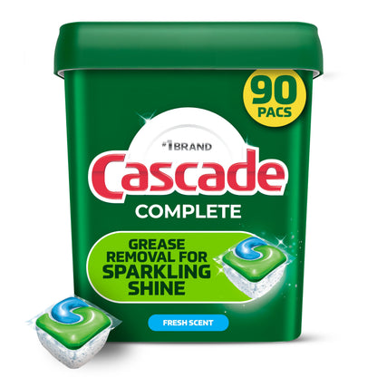 Cascade Complete Dishwasher Detergent Pods, Dish Detergent Soap, Fresh Scent, 90 Count 🍁 All In One Marketplace Canada
